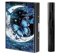 BVCLKJPOI Metal Credit Card Holder Wallet, 6 Card Slots RFID Blocking Stainless Steel Wallet, Slim Metal Credit Card Wallet, with Reliable Press Button Metal Wallet for Women Men, A6, Butterfly Month