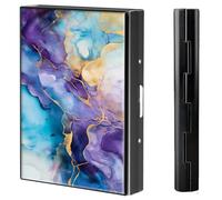 BVCLKJPOI Metal Credit Card Holder Wallet, 6 Card Slots RFID Blocking Stainless Steel Wallet, Slim Metal Credit Card Wallet, with Reliable Press Button Metal Wallet for Women Men, A5, Marble