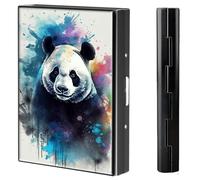 BVCLKJPOI Metal Credit Card Holder Wallet, 6 Card Slots RFID Blocking Stainless Steel Wallet, Slim Metal Credit Card Wallet, with Reliable Press Button Metal Wallet for Women Men, A6, Pandas