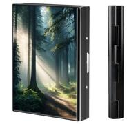 BVCLKJPOI Metal Credit Card Holder Wallet, 6 Card Slots RFID Blocking Stainless Steel Wallet, Slim Metal Credit Card Wallet, with Reliable Press Button Metal Wallet for Women Men, A6, Forest