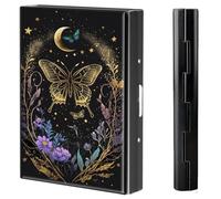 BVCLKJPOI Metal Credit Card Holder Wallet, 6 Card Slots RFID Blocking Stainless Steel Wallet, Slim Metal Credit Card Wallet, with Reliable Press Button Metal Wallet for Women Men, A6, Moonlight