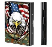 BVCLKJPOI Metal Credit Card Holder Wallet, 6 Card Slots RFID Blocking Stainless Steel Wallet, Slim Metal Credit Card Wallet, with Reliable Press Button Metal Wallet for Women Men, A5, Camouflage Eagle