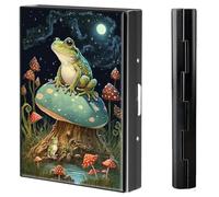 BVCLKJPOI Metal Credit Card Holder Wallet, 6 Card Slots RFID Blocking Stainless Steel Wallet, Slim Metal Credit Card Wallet, with Reliable Press Button Metal Wallet for Women Men, A6, Frog Mushroom