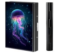 BVCLKJPOI Metal Credit Card Holder Wallet, 6 Card Slots RFID Blocking Stainless Steel Wallet, Slim Metal Credit Card Wallet, with Reliable Press Button Metal Wallet for Women Men, A5, Medusa