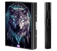 BVCLKJPOI Metal Credit Card Holder Wallet, 6 Card Slots RFID Blocking Stainless Steel Wallet, Slim Metal Credit Card Wallet, with Reliable Press Button Metal Wallet for Women Men, A5, Dreamcatcher
