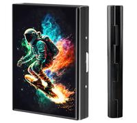 BVCLKJPOI Metal Credit Card Wallet, 6 Card Slots RFID Blocking Metal Slim Credit Card Wallet, with Reliable Snap Button for Men and Women, Space Traveler, Minimalist
