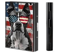 BVCLKJPOI Metal Credit Card Wallet, 6 Card Slots RFID Blocking Metal Slim Credit Card Wallet, with Reliable Snap Button for Men and Women, United States Flag, Minimalist