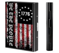 BVCLKJPOI Metal Credit Card Wallet, 6 Card Slots RFID Blocking Metal Slim Credit Card Wallet, with Reliable Snap Button for Men and Women, United States Flag 1776, Minimalist