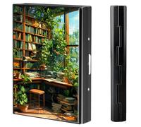 BVCLKJPOI Metal Credit Card Wallet, 6 Card Slots RFID Blocking Metal Slim Credit Card Wallet, with Reliable Snap Button for Men and Women, Corner of the Green Book