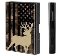 BVCLKJPOI Metal Credit Card Wallet, 6 Card Slots RFID Blocking Metal Slim Credit Card Wallet, with Reliable Snap Button for Men and Women, Deer Flag of the United States