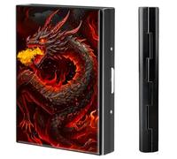 BVCLKJPOI Metal Credit Card Wallet, 6 Card Slots RFID Blocking Metal Slim Credit Card Wallet, with Reliable Snap Button for Men and Women, A Burning Dragon