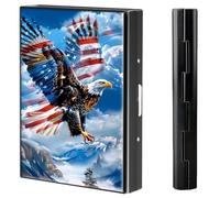 BVCLKJPOI Metal Credit Card Wallet, 6 Card Slots RFID Blocking Metal Slim Credit Card Wallet, with Reliable Snap Button for Men and Women, White-headed Eagle Flag of the United States
