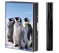 BVCLKJPOI Metal Credit Card Wallet, 6 Card Slots RFID Blocking Metal Slim Credit Card Wallet, with Reliable Snap Button for Men and Women, Emperor Penguins