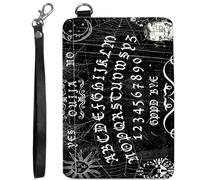 BVCLKJPOI RFID Blocking Slim Wallet for Women, Credit Card Holder with ID Window Cute Small Card Wallet on the Front, Minimalist Leather Case, Ouija Board Black