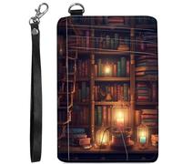 BVCLKJPOI RFID Blocking Slim Wallet for Women, Credit Card Holder with ID Window Cute Small Card Wallet on the Front, Minimalist Leather Case, Library