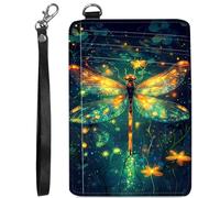 BVCLKJPOI RFID Blocking Slim Wallet for Women, Credit Card Holder with ID Window Cute Small Card Wallet on the Front, Minimalist Leather Case, Green Dragonfly