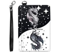 BVCLKJPOI RFID Blocking Wallet Women, Slim Credit Card Holder with ID Window, Cute Small Front Pocket Card Wallet, Minimalist PU Leather Card Case for Travel Shopping Office Use, A7, Life Death Dragon