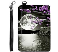 BVCLKJPOI RFID Blocking Wallet Women, Slim Credit Card Holder with ID Window, Cute Small Front Pocket Card Wallet, Minimalist PU Leather Card Case for Travel Shopping Office Use, A3, Cherry Blossom