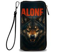 BVCLKJPOI Women's RFID PU Leather Wristlet Wallet, Large Capacity Zip Around Clutch with Multiple Card Slots, Coin Pocket & Phone Holder for Daily & Travel Use, A7, Lone Wolf