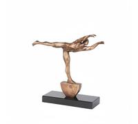 Bvdfgk Abstract Statue Modern Metal Figure Minimalist Sculpture Ornament Art Focused Polished Finish Visual Suitable for Office Desk Living Room Decor, Yellow Bronze