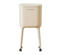 Bvdfgk Kitchen Trash Can Press Trash with Wheels Waste Bin Dispenser Garbage Basket with Lid Inner Bucket Handle Ergonomic Elevated Pp Material Suitable for, Milk White