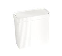 Bvdfgk Narrow Waste Bin with Push-Button Lid, 28 X 13 X 27 Cm, for Apartments, Condominiums, Waste Bin, Garbage Container, White