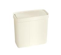 Bvdfgk Narrow Waste Bin with Push-Button Lid, 28 X 13 X 27 Cm, for Apartments, Condominiums, Waste Bin, Garbage Container, Cream White