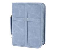 Bvdfgk Pu Book Tote Bible Case Leather Organizer Cover with Zipper Closure and Mesh Pockets Suitable for Home Use Spiritual Gatherings Travel, Light Blue