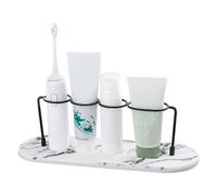 Bvdfgk Stone Drying Tray for Bathroom Counter - Diatomite Toothbrush Holder Instant Dry Sink Organizer, Water Absorbing Stone Tray with Diatomaceous Earth - White Marble