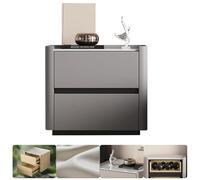 BVDHASDBT Shelf Bedside End Table, Solid Wood Nightstand, Bedside Table Small Dresser, Curved Profile Design For Bedroom, Living Room, Curved Profile Design(Light grey,40x40x48cm)