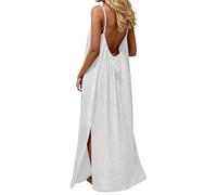 BVEBJDX Backless Cami Dresses for Women UK Open Back Solid Color Sleeveless House Dress Spaghetti Strap Lounge Dresses Elegant Maxi Dress Long Sundress with Back Tie Beach Vacation Clothes