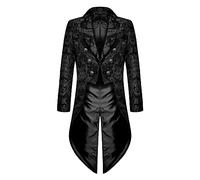 BVEBJDX Men Gothic Steampunk Tailcoat Jacket UK Clearance,Medieval Renaissance Tuxedo Man Long Sleeve Lapel Coat Vintage Victorian Blazer Double-Breasted Suit Jackets Retro Halloween Costume