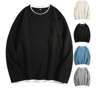 BVEBJDX Men's Classic Waffle Sweatshirt Sale Clearance Solid Crewneck Jumper Top Long Sleeve Sweatshirts Adults Plain Workwear Casual Jumpers Sweater Lightweight Active Pullover Tops for Men UK