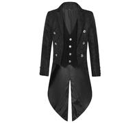 BVEBJDX Mens Gothic Tailcoat UK Sale Clearance Steampunk Jacquard Jacket Man Medieval Black Suit Retro Goth Punk Court Coats Vintage Victorian Tuxedo Prom Tail Coat Halloween Cosplay Costume