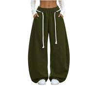 BVEBJDX Women's Curved Wide Leg Jogging Bottoms Thick Drawstring Sweatpants | Fleece Lined Joggers, Oversized Loose Trousers, Baggy Sweat Pants, Elastic Waist Tracksuit Bottoms Loungewear, Y2K Streetwear