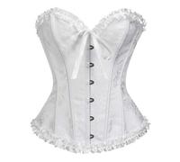 BVEBJDX Women's Overbust Corset Top, Gothic Vintage Bustier Ruffled Bowknot Boned Corsets Bridal Lingerie Steampunk Basques Renaissance Floral Bodyshaper Punk Waist Cincher Streetwear for Halloween
