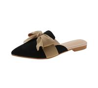 BVEBJDX Women's Point Toe Flat Mules Shoes Sale Clearance UK,Ladies Backless Slides Slip On Slipper Bowknot Loafer Sandals Low Heeled Slippers Closed Toe Mules Wide Fit Clogs Summer Elegant Slide