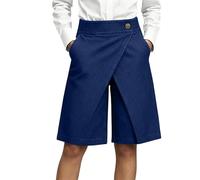 BVEBJDX Women's Wrap Front Jeans Bermuda Shorts High Waist Knee Length Denim Shorts Casual Asymmetrical Cross Over Front Button Wide Leg Short Jean Trendy Denim Half Pants with Pockets