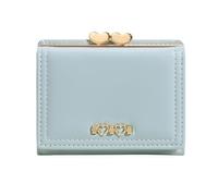 BVEOGMRO Small Wallet for Women Leather RFID Blocking Coin Pocket Card Holder Trifold Compact Wallets with ID Window, Light Blue, 4.14" x 3.35" x 1.38" in, Classic