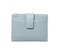 BVEOGMRO Small Women for Wallet Leather RFID Blocking Bifold Credit Card Holder with Zipper Coin Pocket, Light Blue, 4.92" x 3.86" x 1.18" in
