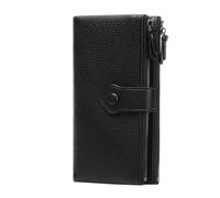 BVEOGMRO Women Soft Leather Wallets Slim Bifold RFID Blocking Ladies Credit Card Holder Double Zipper Pockets, Black