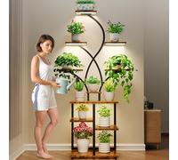 Bvewg 68 Inches Metal Plant Stand Indoor with Grow Lights, Flower Spike-Shaped Tall Plant Shelf for Indoor Plants, 10 Tier Lighted Plant Stands for Indoor Plants Multiple