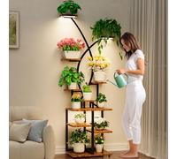 Bvewg 71" Tall Metal Plant Stand Indoor with Grow Lights, Multi-Purpose X-Shaped Plant Stands for Indoor Plants Multiple,10 Tiered Large Plant Shelf Display Rack Holder for Home