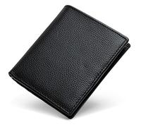 Bveyzi Ultra Slim Small Leather Women Wallet RFID Blocking Tiny Thin Bifold Pocket Ladies Purse, Black, S