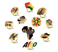BVGA 11Pcs Juneteenth African Rings for Women Africa Map Black History 1865 Knuckle Stackable Rings Set African Jewelry Accessories Juneteenth Outfits Party Favors Gifts, Plastic, No Gemstone