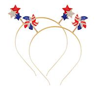 BVGA American Flag Headband for Women Girls Patriotic Stars Head Boppers Fourth 4th of July Hair Accessories Decorations, blue, 1 Count (Pack of 2)
