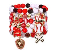 BVGA Game Day Bracelets for Women Stackable Baseball Basketball Football Soccer Beaded Bracelets Game Day Outfits Jewelry Accessories Sports Party Favors Gifts, L, beads, no gemstone