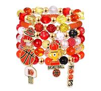 BVGA Game Day Bracelets for Women Stackable Baseball Basketball Football Soccer Beaded Bracelets Game Day Outfits Jewelry Accessories Sports Party Favors Gifts, L, beads, no gemstone