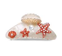 BVGA Sea Animal Hair Claw Clips Marine Life Starfish Seashell Pearl Crystal Claw Clips Cute Large Claw Hair Clips Beach Stylish Hair Accessories Gifts for Women Girls (Shell Starfish White)