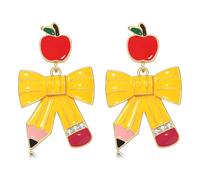 BVGA Teacher Earrings for Women Bow Pencil Drop Dangle Earrings Teacher Jewelry Accessories Back to School Outfits Teacher Appreciation Gifts, Zinc, No Gemstone